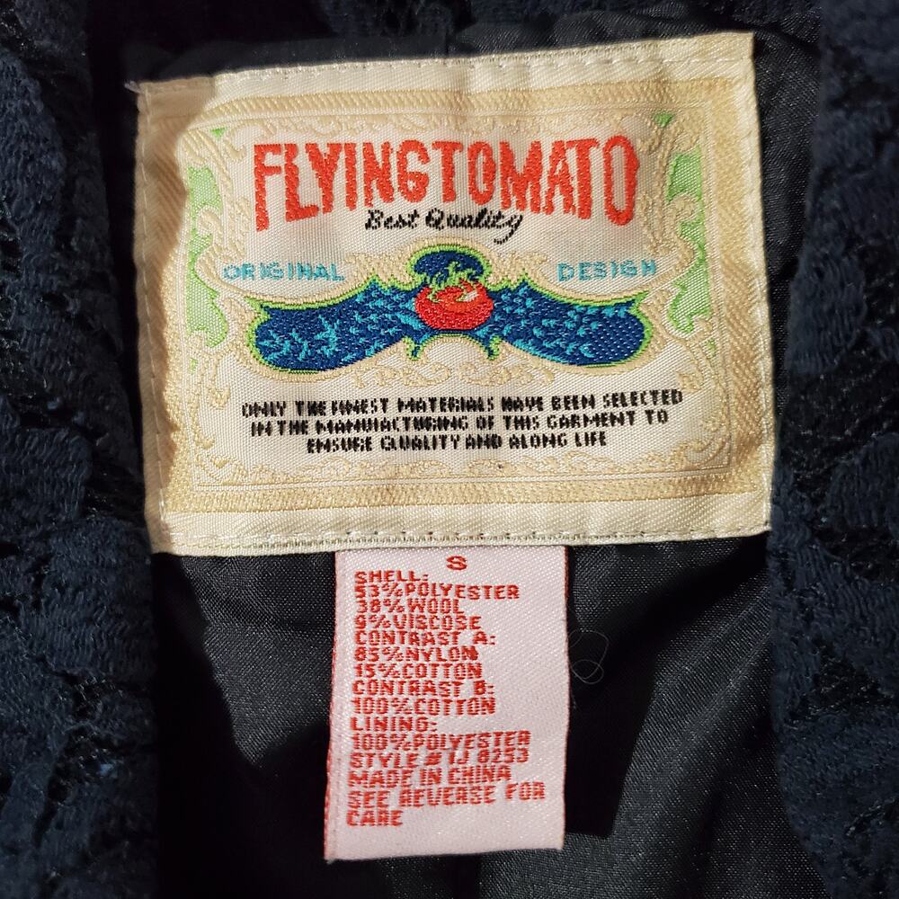 Flying Tomato Girl Next Door Lace Wool Polka Dot Short Moto Jacket Womens Size S - Picture 11 of 13